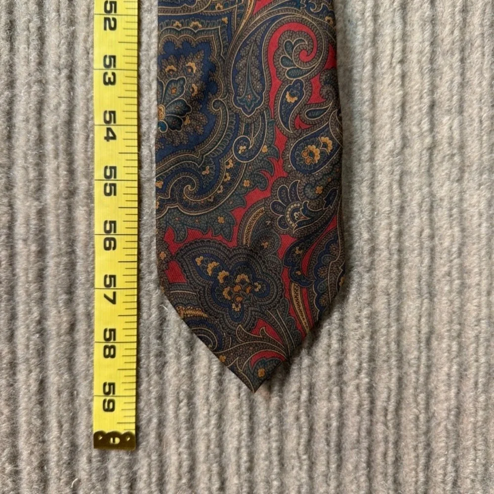 Coach Mens Silk Tie Red Navy Gold Paisley Made in Italy 100% Italian Silk